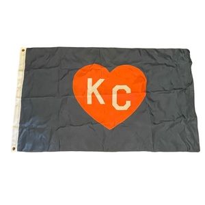 Charlie Hustle Outdoor Blue And Red Kansas City Heart Flag Approx 3’x5’